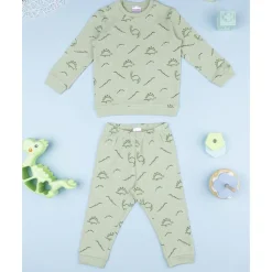 Pijama verde de dinosaurios para niño