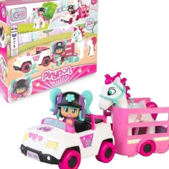 Pinypon - Remolque y caballo con mini muñeca y accesorios Pop&Swap