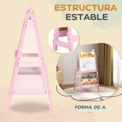 Pizarra 2 en 1 con cajas de tela Rosa