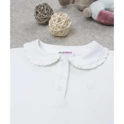 Polo blanco de niña de manga larga