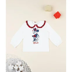 Polo de niña blanco Minnie con cuello