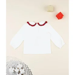 Polo de niña blanco Minnie con cuello