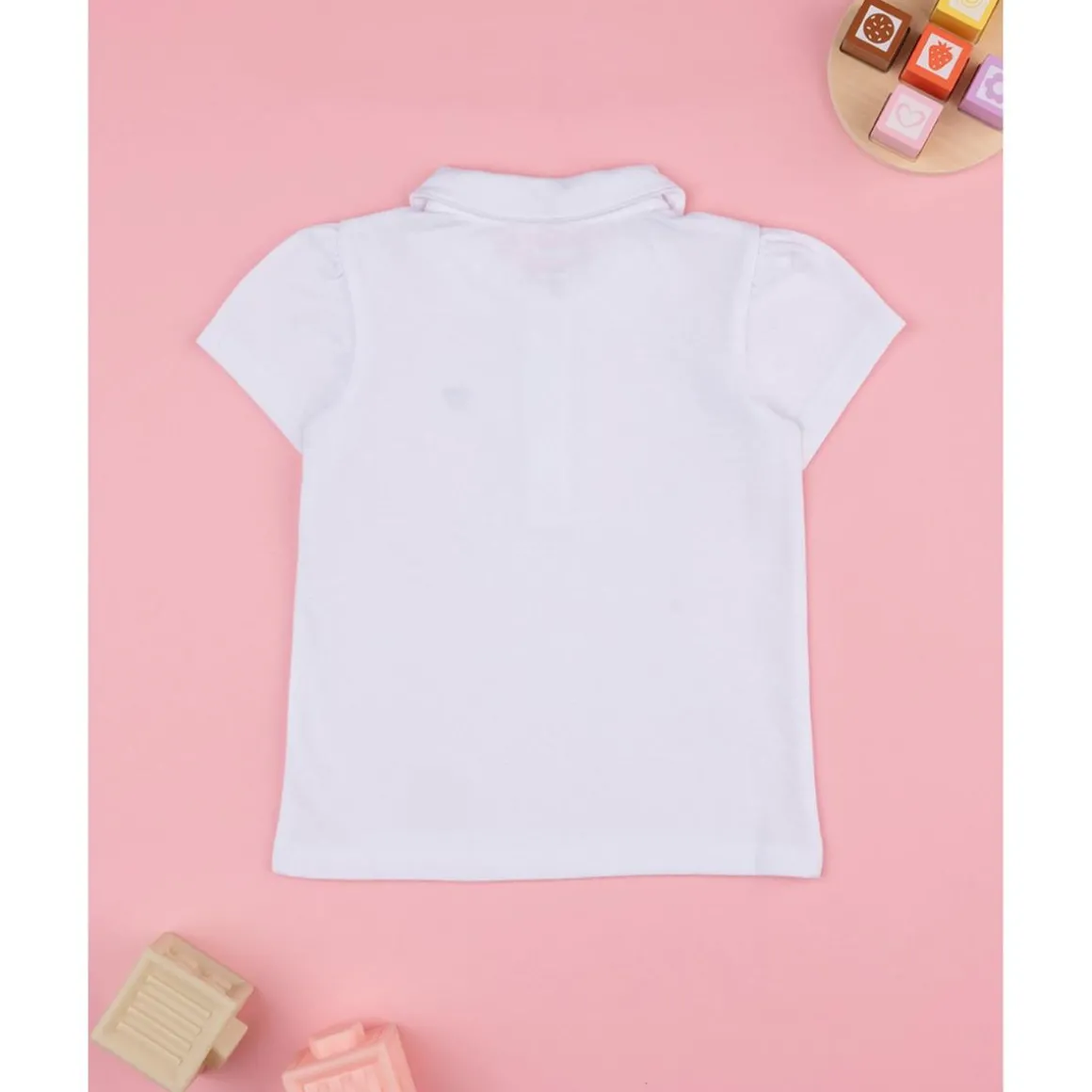 Polo niña blanca corazón azul