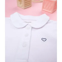 Polo niña blanca corazón azul