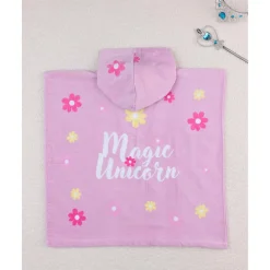 Poncho de playa con capucha para niña – Unicornio