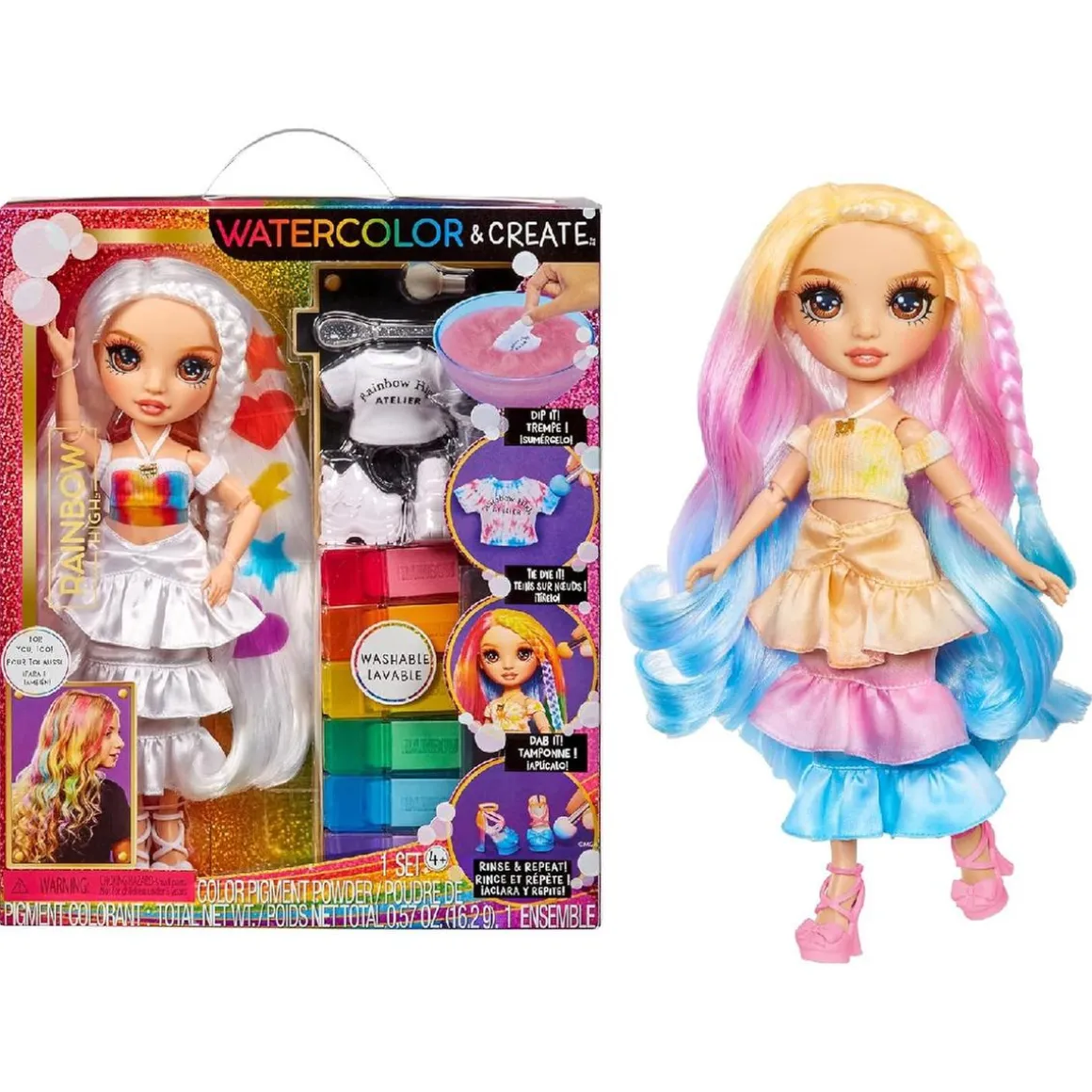 Rainbow High - Watercolor & Create DIY - Muñeca ojos castaños