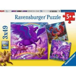 Ravensburger - Puzzle Criaturas mitológicas, colección 3x49 piezas, fantasía ㅤ