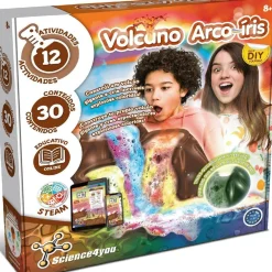 Science4you - Volcán Arco Iris: Creación de un volcán luminoso en la oscuridad, incluye juegos de volcán y 12 experimentos educativos ㅤ