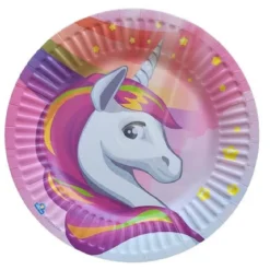 Set 8 platos Unicornio de papel