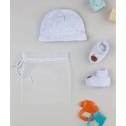 Set de Gorro y Patucos para Bebé Niño en Gris