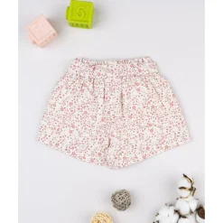 Shorts para niña con estampado de flores rosa