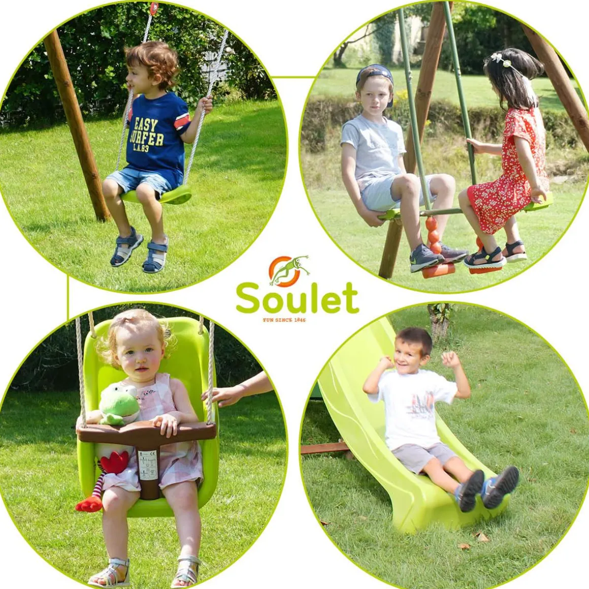 Soulet - Estación de juego con columpios y tobogán Tulipe