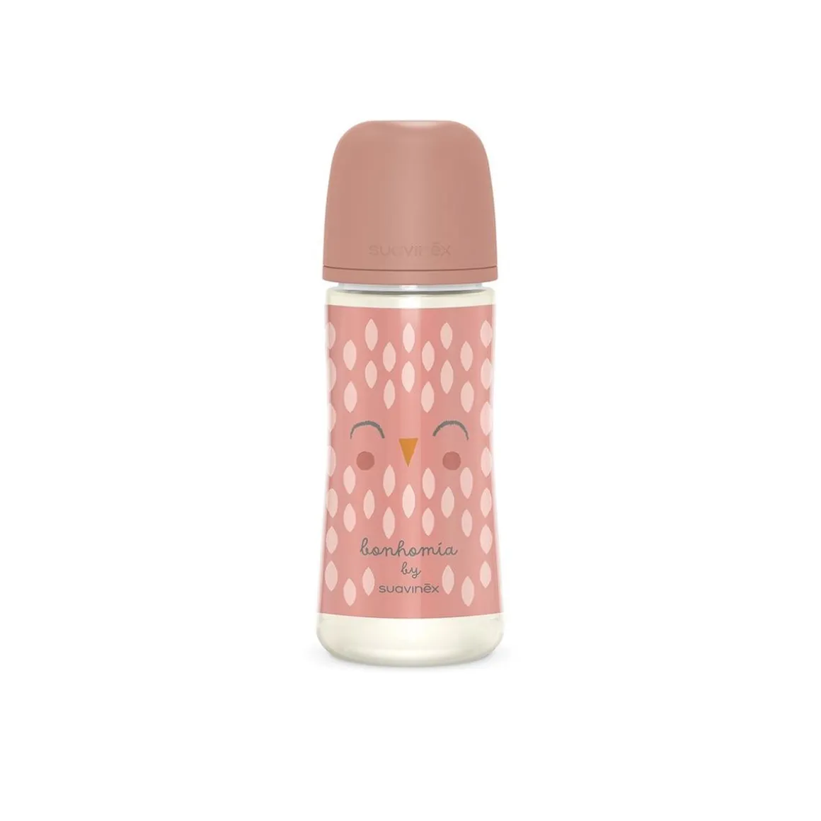 Suavinex - Bonhomia biberón con tetina sx pro +6 meses 360ml pluma rosa