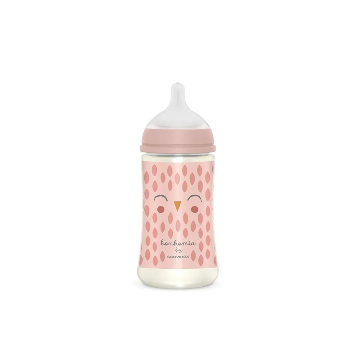 Suavinex - Bonhomia biberón con tetina sx pro +3 meses 270ml búho rosa