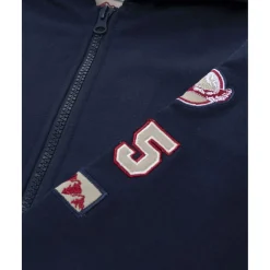 Sudadera con capucha azul para niño con parche decorativo