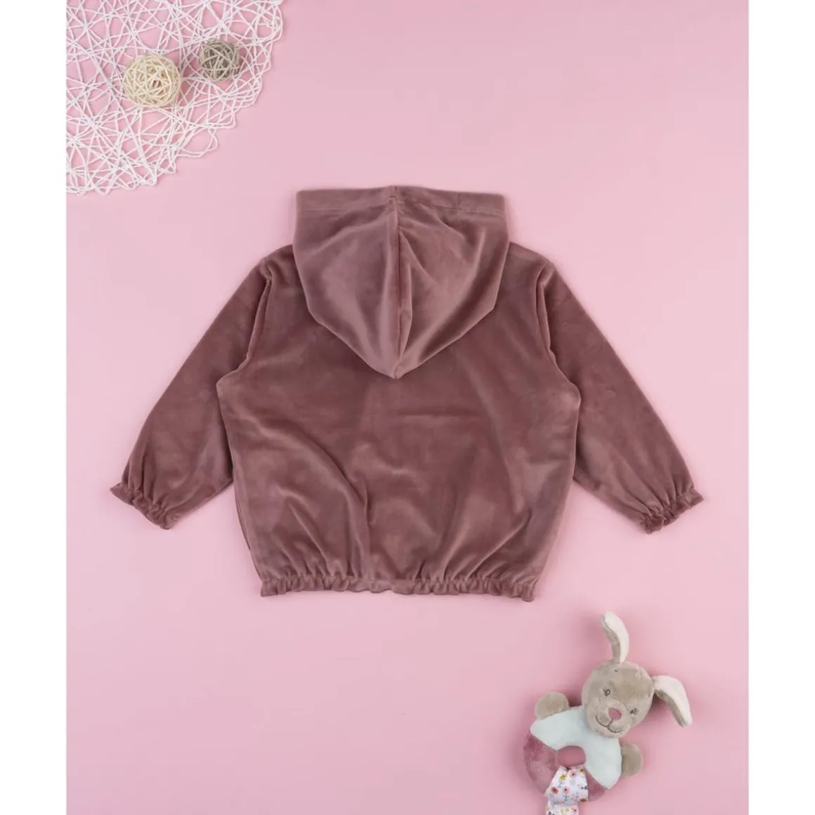 Sudadera de niña en terciopelo rosa