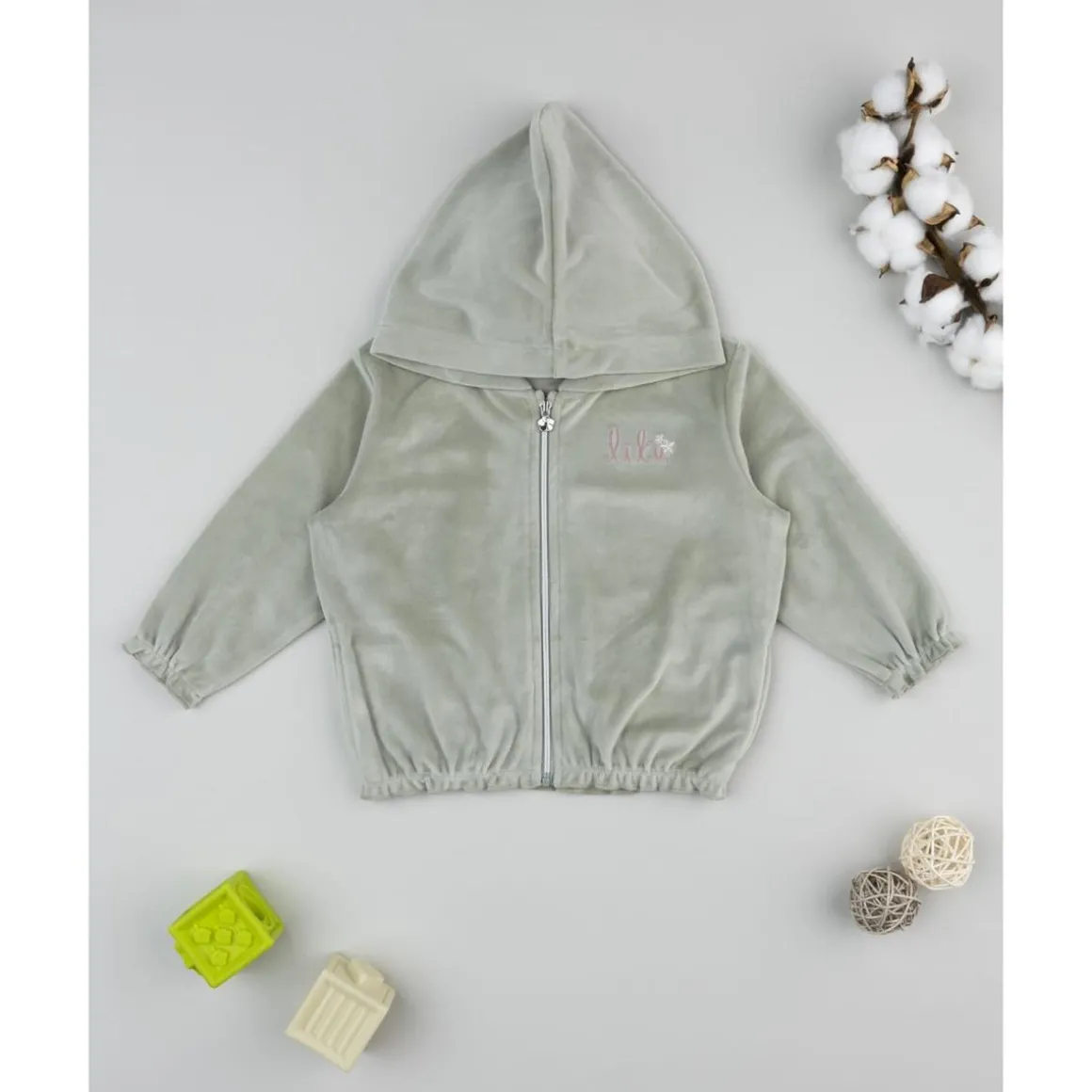 Sudadera de niña en terciopelo verde