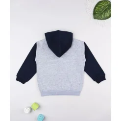 Sudadera niño gris/azul “Dinos” con capucha