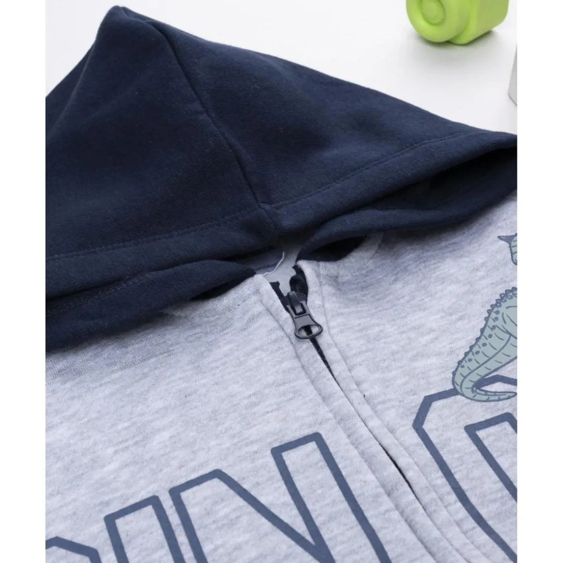 Sudadera niño gris/azul “Dinos” con capucha