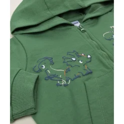Sudadera niño verde dinosaurios con capucha