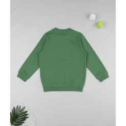 Sudadera niño verde estampado relieve