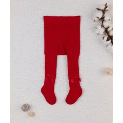 Tights rojas para niña con moñitos