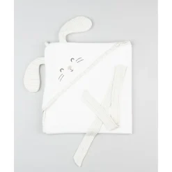 Toalla cuadrada blanca con conejito