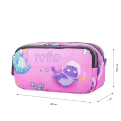 Totto - Estuche escolar dos compartimentos gatos astronautas Sobre
