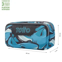 Totto - Estuche escolar dos compartimentos tiburones Sobre