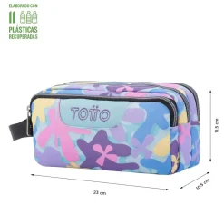 Totto - Estuche escolar tres compartimentos flores hawaianas Agapec