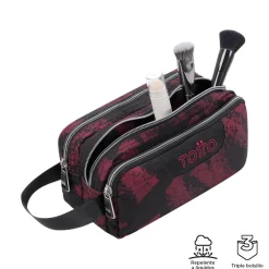 Totto - Estuche escolar tres compartimentos tiza roja Agapec