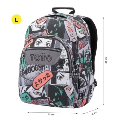Totto - Mochila escolar adaptable a carro manga Acuareles