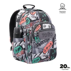 Totto - Mochila escolar adaptable a carro manga Acuareles