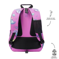 Totto - Mochila escolar adaptable a carro gatos astronautas Acuareles