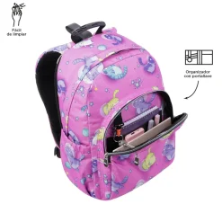 Totto - Mochila escolar adaptable a carro gatos astronautas Acuareles