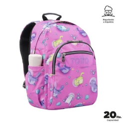Totto - Mochila escolar adaptable a carro gatos astronautas Acuareles