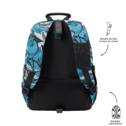 Totto - Mochila escolar adaptable a carro tiburones Acuareles
