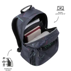Totto - Mochila escolar adaptable a carro fractal Acuareles