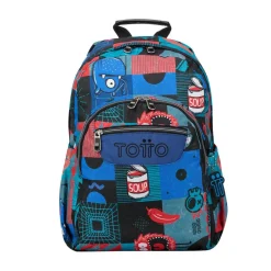 Totto - Mochila escolar adaptable a carro cyber monstruos Acuareles