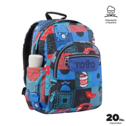 Totto - Mochila escolar adaptable a carro cyber monstruos Acuareles