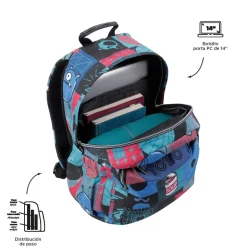 Totto - Mochila escolar adaptable a carro cyber monstruos Acuareles