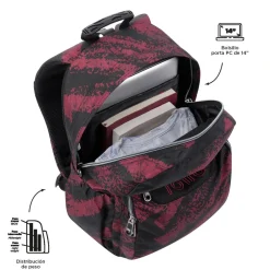 Totto - Mochila escolar adaptable a carro tiza roja Acuareles