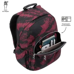 Totto - Mochila escolar adaptable a carro tiza roja Acuareles