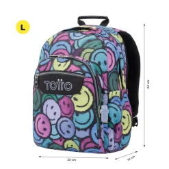 Totto - Mochila escolar adaptable a carro emojis Acuareles