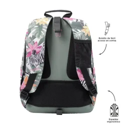 Totto - Mochila escolar adaptable a carro tropical cebras Acuareles