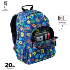 Totto - Mochila escolar adaptable a carro Tello azul Acuareles