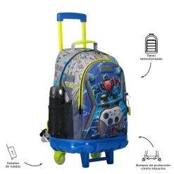 Totto - Mochila escolar con ruedas grande Monark