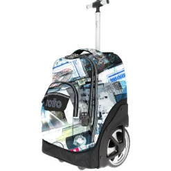 Totto - Mochila escolar con ruedas postales y casetes Papel