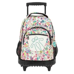 Totto - Mochila escolar con ruedas Renglones - Flores