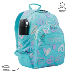 Totto - Mochila escolar corazones pintados Crayoles